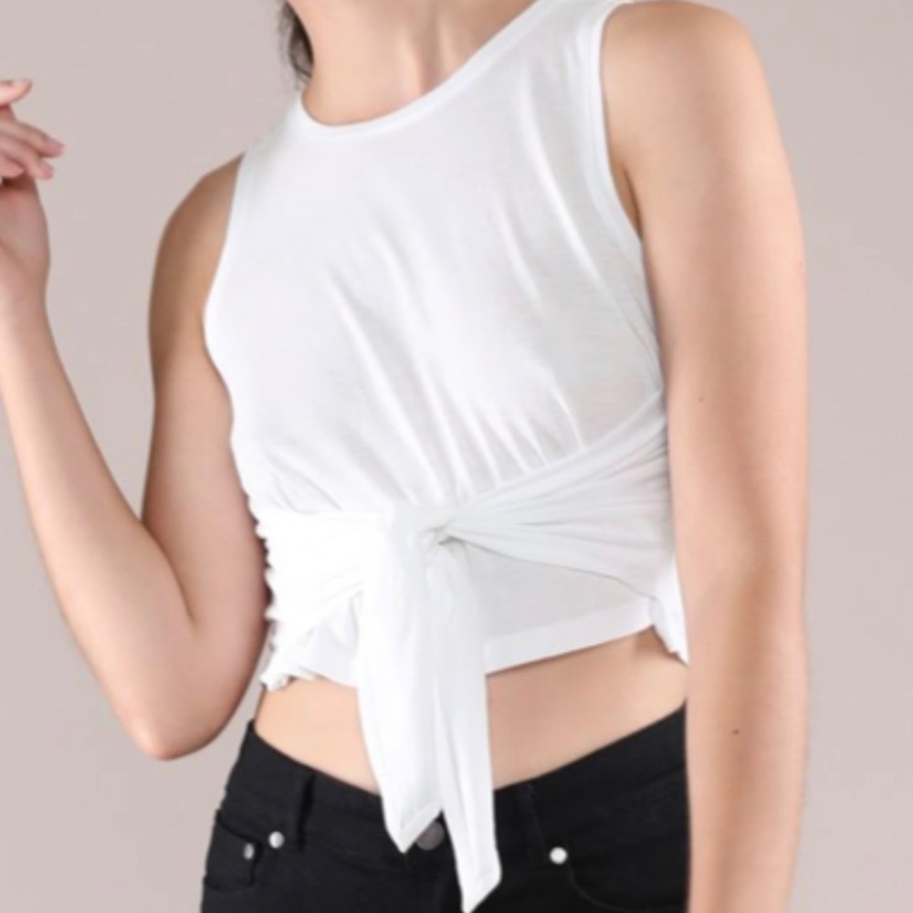 Tie front pima cotton crop tank